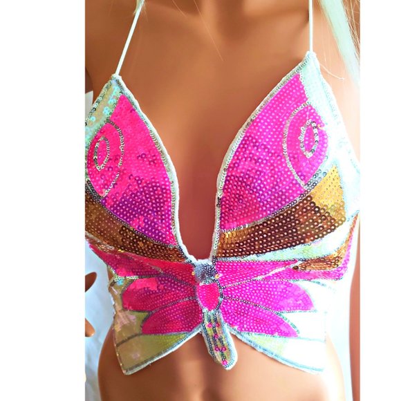 Gold and Pink Butterfly Top - Picture 1 of 2